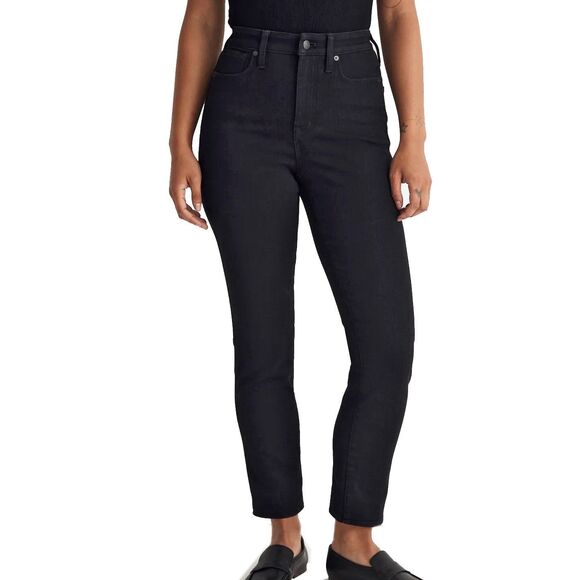 Madewell The Petite Curvy Stovepipe Jeans Size 24P Black Rinse Wash Stretch - Picture 1 of 6